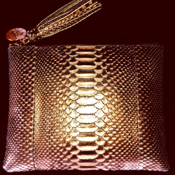 BRONZE PYTHON CLUTCH (NEW) - Picture 1 of 3